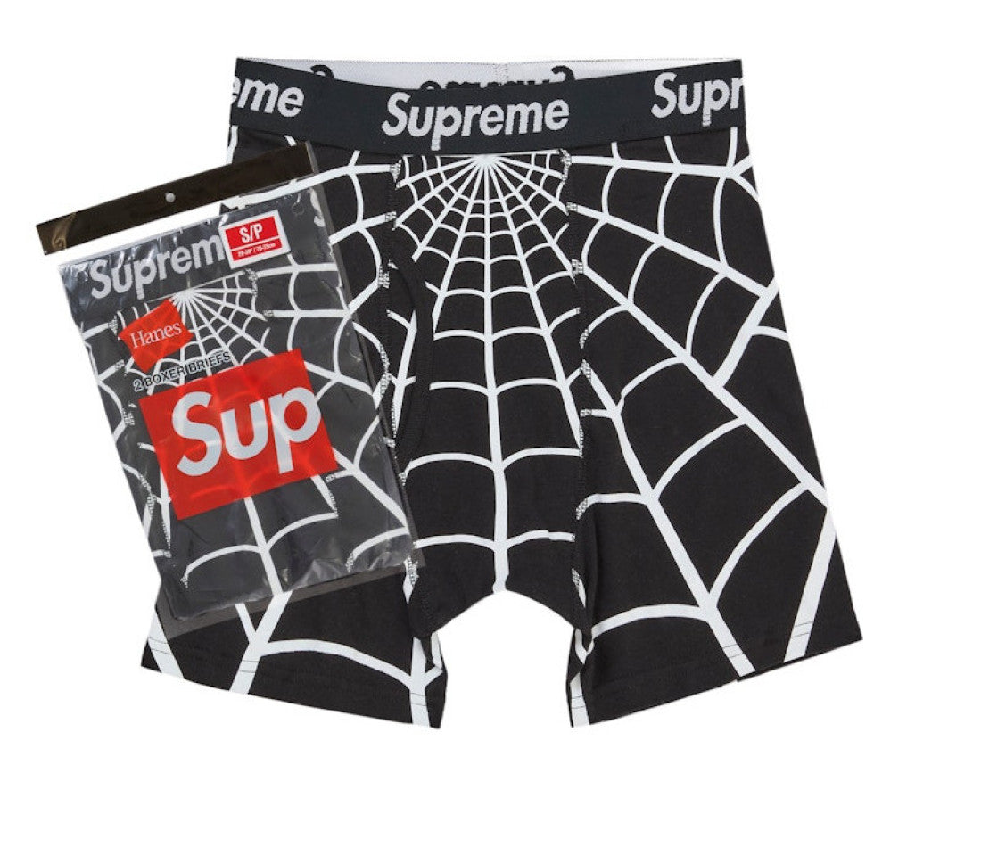 Supreme Hanes SpiderMan Boxer Briefs黒M新品 Supreme Hanes Spider-Man Boxer Briefs (2 Pack) Black