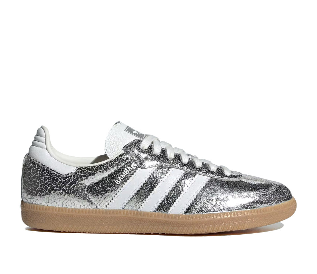 adidas Samba OG W シルバー 270 adidas Samba OG Silver Metallic Cracked Leather (W)