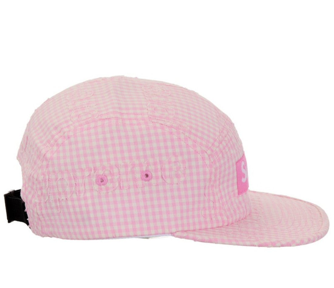 Supreme Monogram Gingham Camp Cap Pink