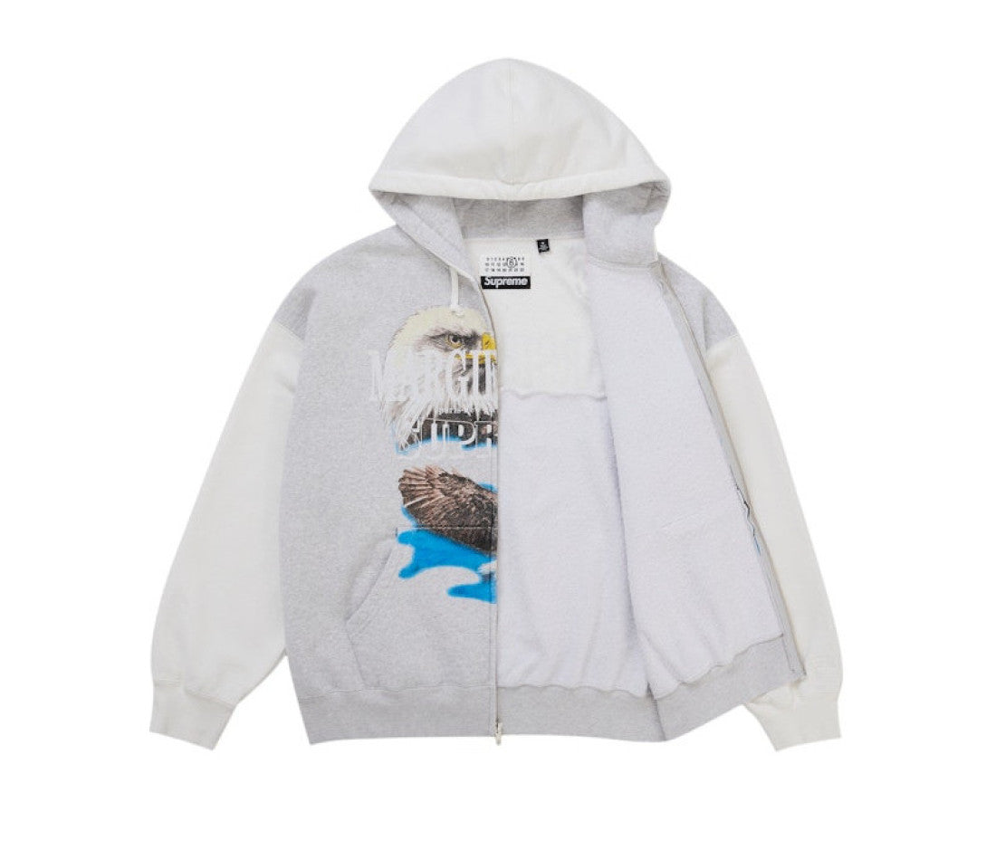 Supreme MM6 Maison Margiela Eagle Zip Up Hooded Sweatshirt White