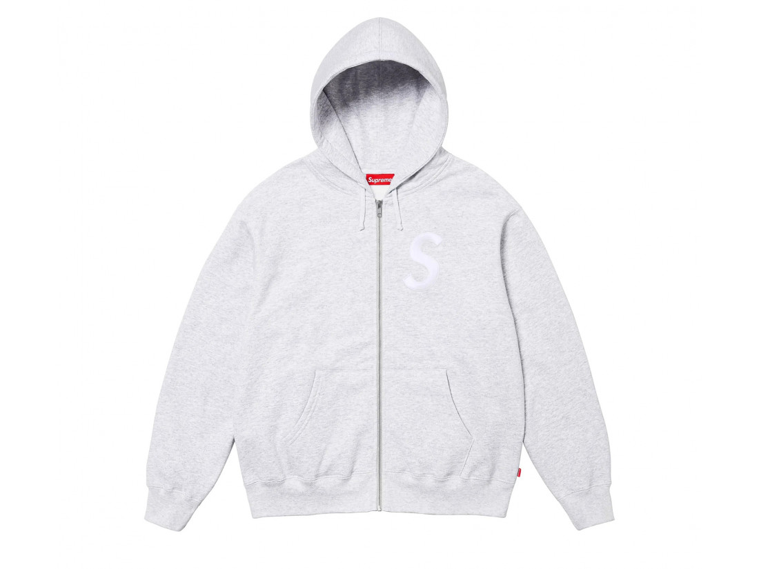 Supreme S Logo Zip Up Hooded Sweatshirt Grey FW24SLOGOHOODIEGREY The Last Step