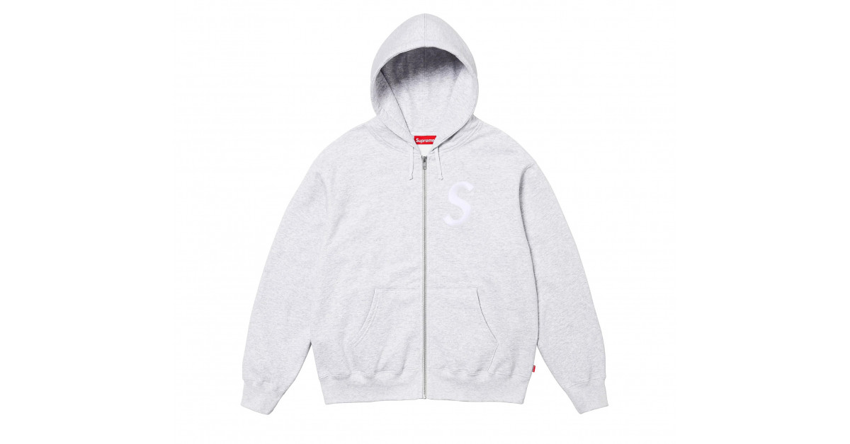 Supreme S Logo Zip Up Hooded Sweatshirt Grey FW24SLOGOHOODIEGREY The Last Step