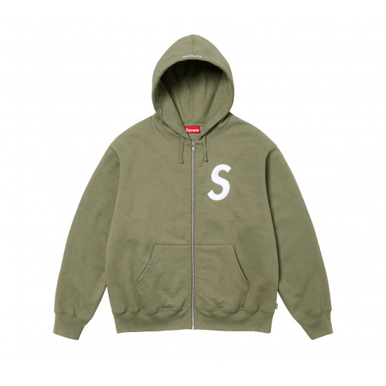 Supreme S Logo Zip Up Hooded Sweatshirt Olive FW24SLOGOHOODIEOLIVE The Last Step